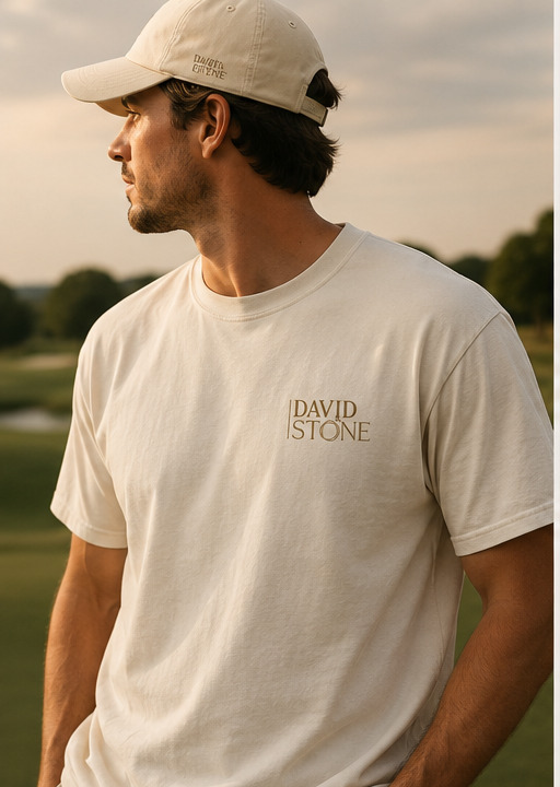 The Founders Tee worn at golden hour on the course